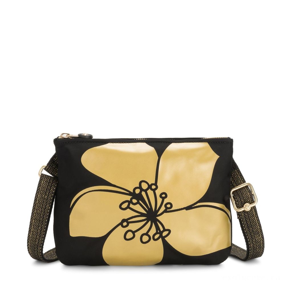 Kipling MAI POUCH Large Bag Convertible to Crossbody Gold Flower.