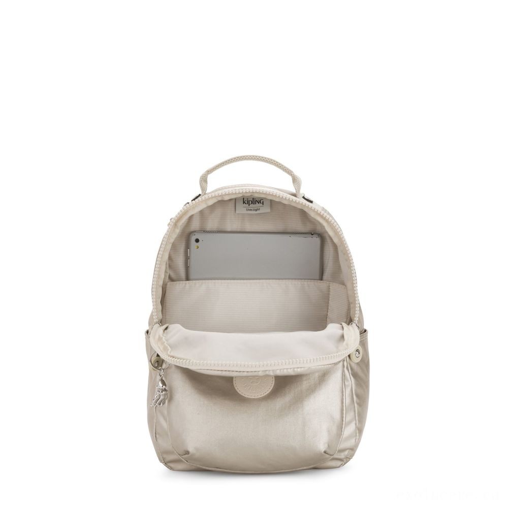 Kipling SEOUL S Small Knapsack along with Tablet Compartment Cloud Metallic.