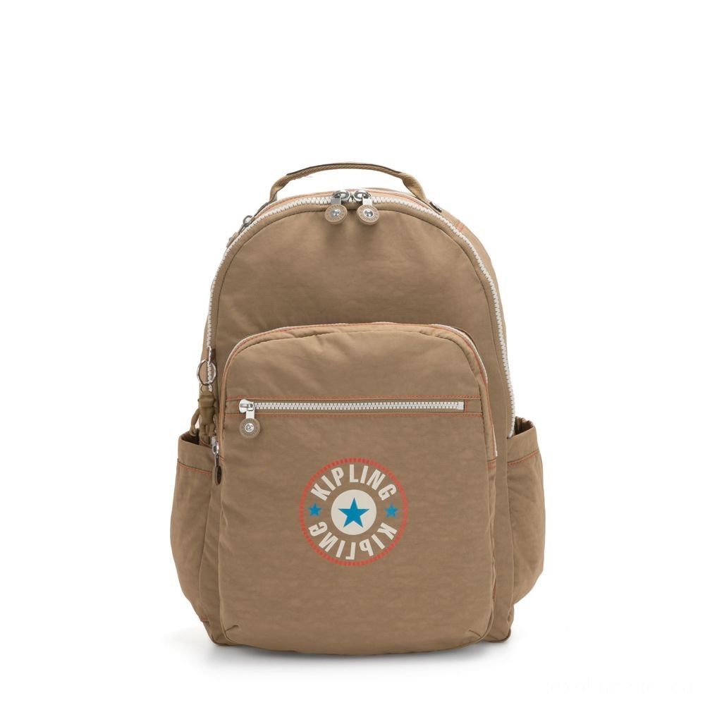 Kipling SEOUL Large backpack with Laptop pc Protection Sand Block.