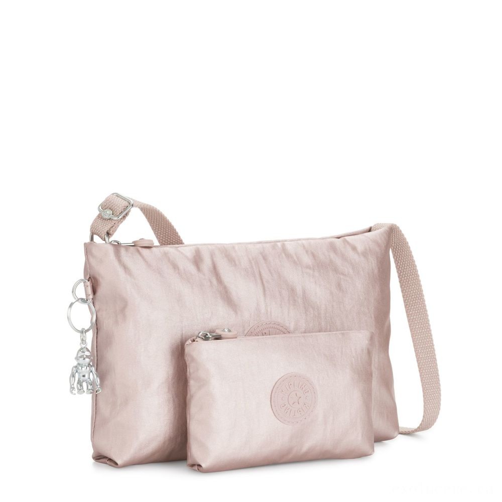 Kipling ATLEZ DUO Small Crossbody with Matching Pouch Metallic Rose Giving.
