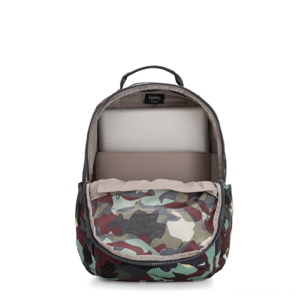 Kipling SEOUL Huge backpack with Laptop computer Protection Camo Huge.