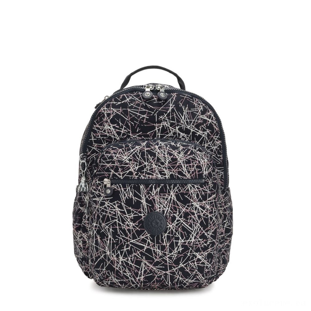 Kipling SEOUL Huge Backpack with Notebook Area Naval Force Stick Imprint.