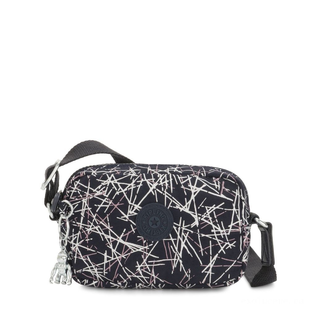 Kipling SOUTA Small Crossbody with Changeable Shoulder Band Navy Stick Print Giving.