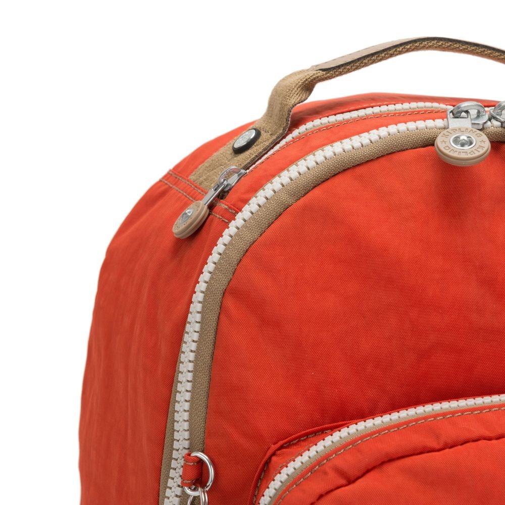 Kipling SEOUL Huge backpack along with Laptop pc Security Funky Orange Block.