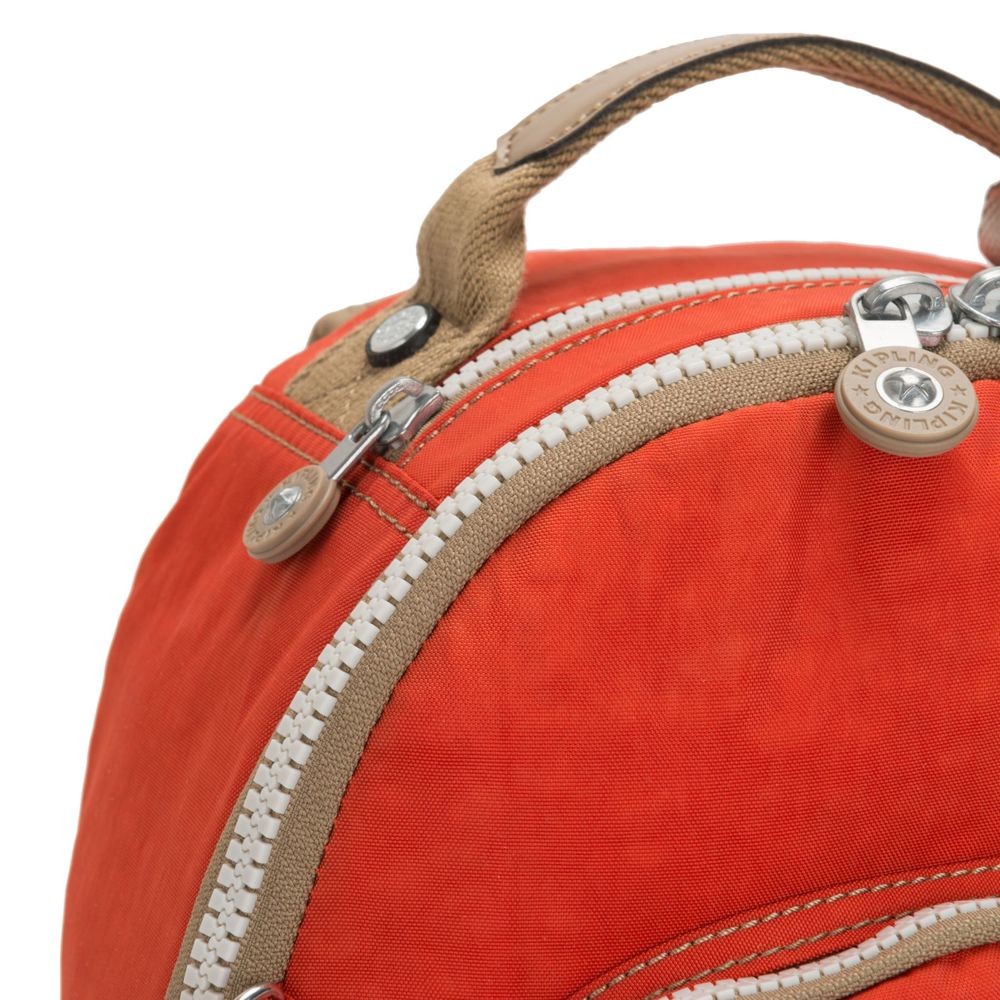 Kipling SEOUL S Small Backpack along with Tablet Chamber Funky Orange Block.