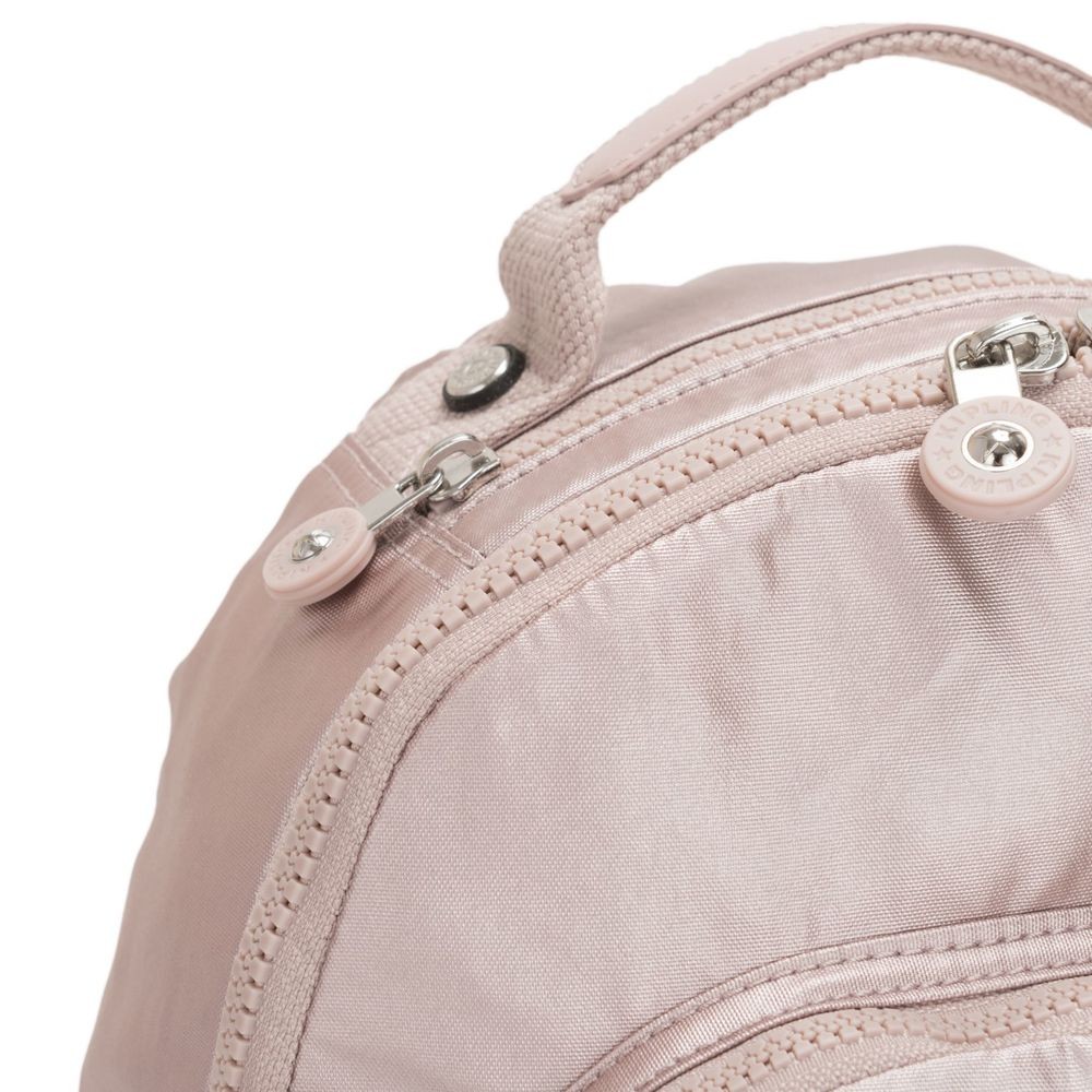 Kipling SEOUL S Little Backpack along with Tablet Compartment Metallic Rose.