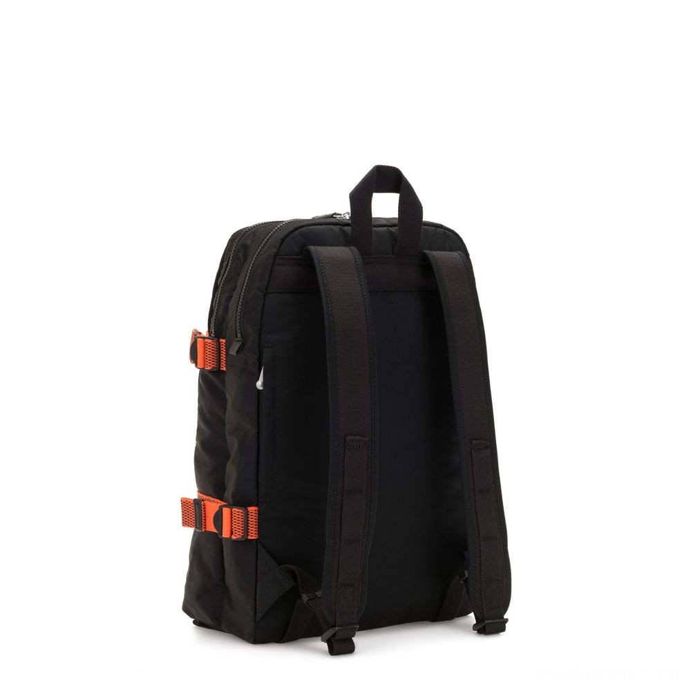 All Sales Final - Kipling TAMIKO Tool bag with clasp buckling and also laptop pc security Brave Black C. - Markdown Mardi Gras:£46[cobag5190li]
