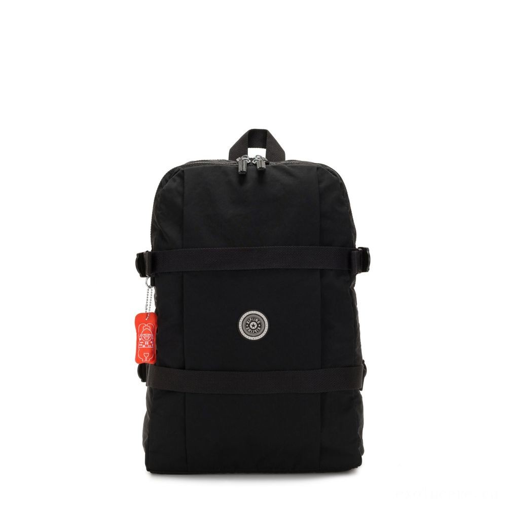 Kipling TAMIKO Channel knapsack with clasp attachment and laptop computer defense Brave Black.