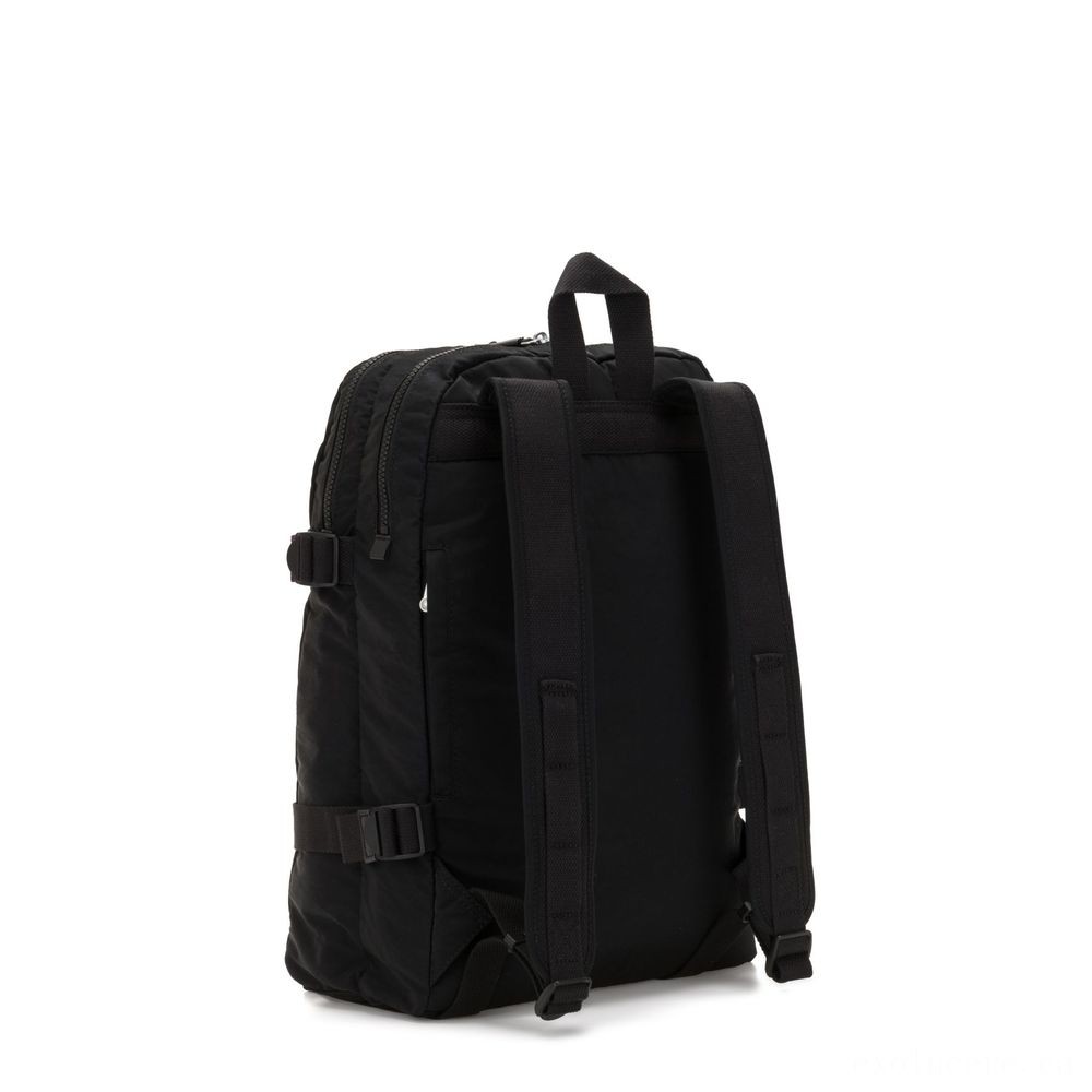 Halloween Sale - Kipling TAMIKO Channel knapsack along with buckle fastening and also laptop computer protection Brave Black. - Frenzy Fest:£47