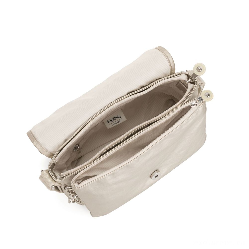 Up to 90% Off - Kipling NITANY Channel Crossbody Bag Cloud Metal. - Blowout:£38[imbag5224iw]