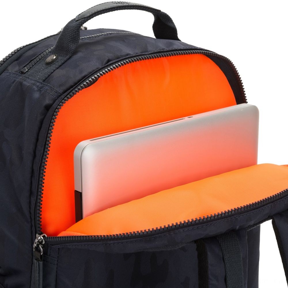 Kipling SEOUL XL Extra huge backpack with laptop defense Blue Camouflage.