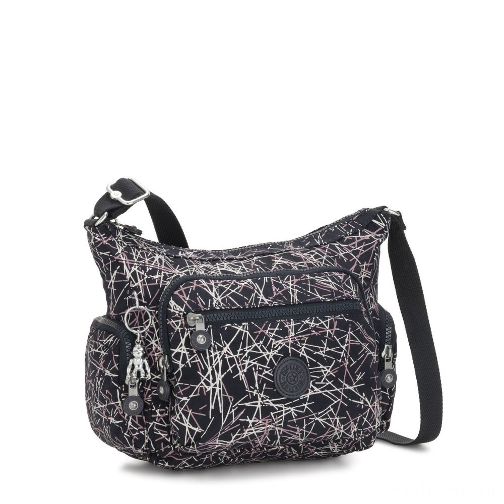 Special - Kipling GABBIE S Crossbody Bag along with Phone Chamber Navy Stick Imprint. - Back-to-School Bonanza:£43