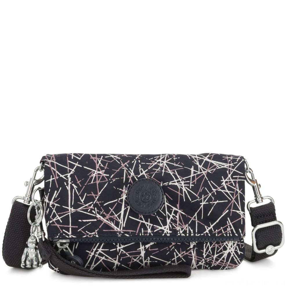 Special - Kipling LYNNE Small crossbody Convertible to Bottom Bag Navy Stick Publish. - Internet Inventory Blowout:£29