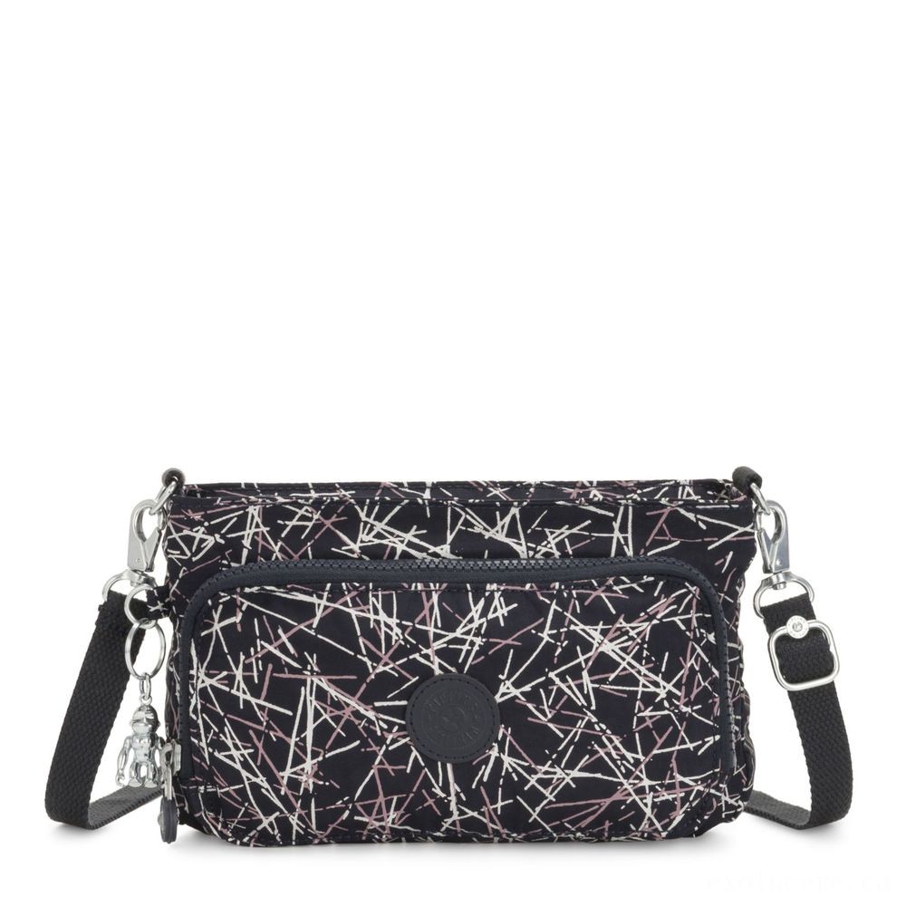 August Back to School Sale - Kipling MYRTE Small 2 in 1 Crossbody and also Pouch Navy Stick Print. - Memorial Day Markdown Mardi Gras:£38[jcbag5241ba]