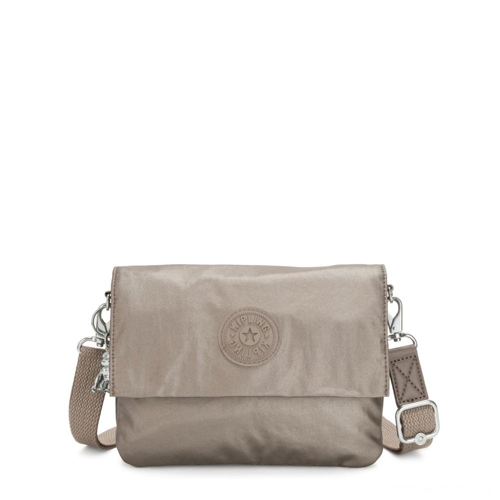 Kipling OSYKA 2 in 1 Crossbody and Pouch along with Card Slot Machine Metallic Pewter Giving.