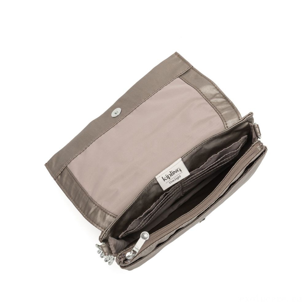 Loyalty Program Sale - Kipling OSYKA 2 in 1 Crossbody and Pouch with Memory Card Slots Metallic Pewter Present. - Off:£33