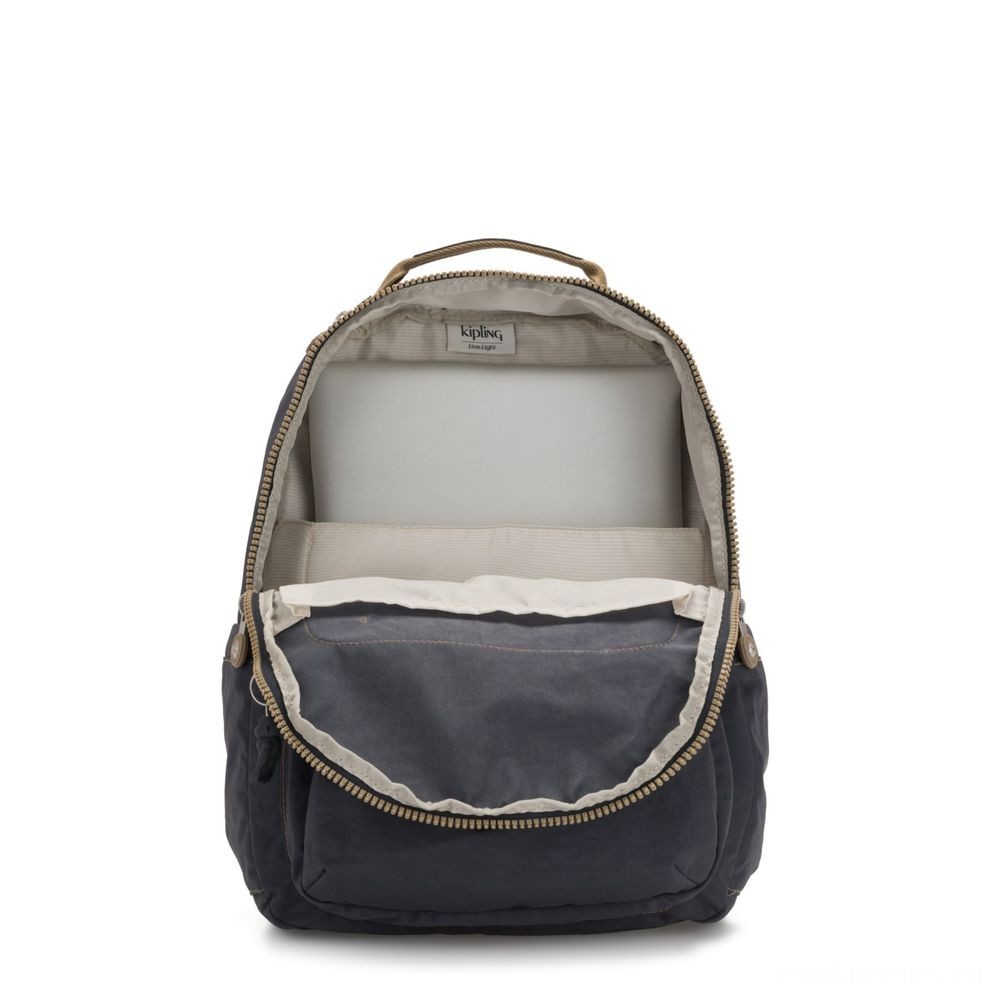 Sale - Kipling SEOUL Big bag with Notebook Defense Night Grey Block. - Thanksgiving Throwdown:£21[chbag5253ar]