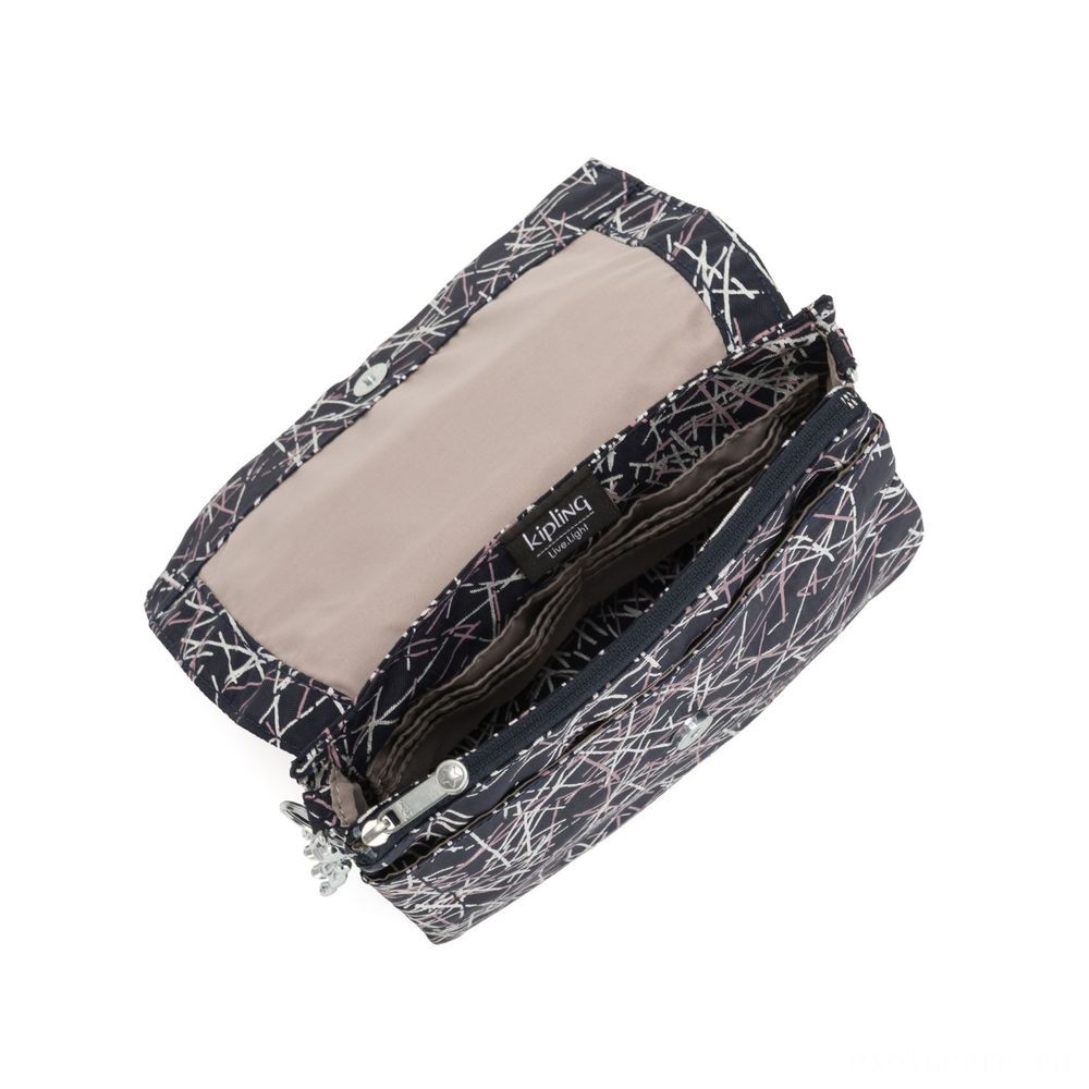 Kipling OSYKA 2 in 1 Crossbody and Pouch with Memory Card Slots Navy Stick Print Present.