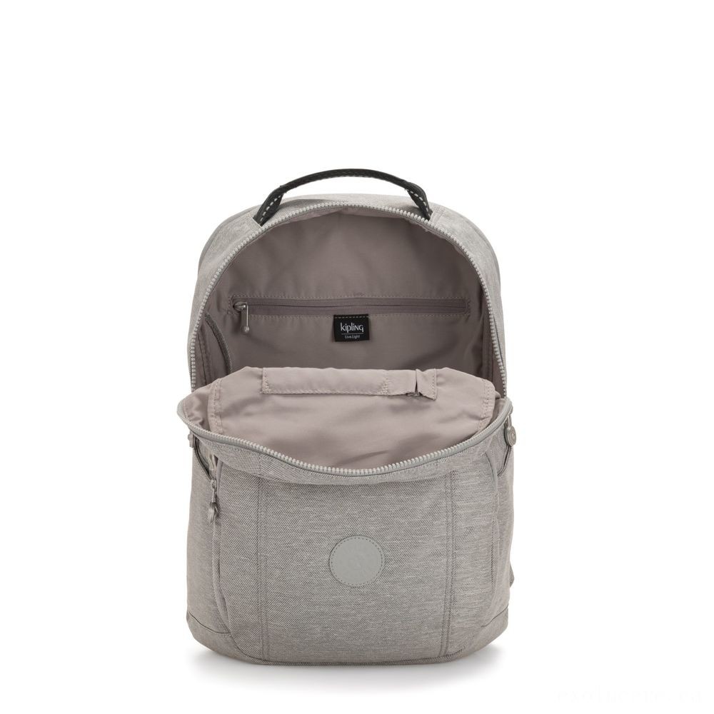 Kipling TROY Large Backpack along with padded notebook compartment Chalk Grey.