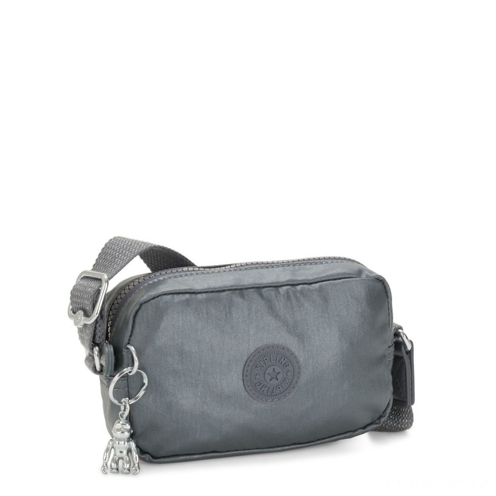 Everything Must Go - Kipling SOUTA Small Crossbody with Flexible Shoulder Band Steel Grey Gifting. - Half-Price Hootenanny:£22