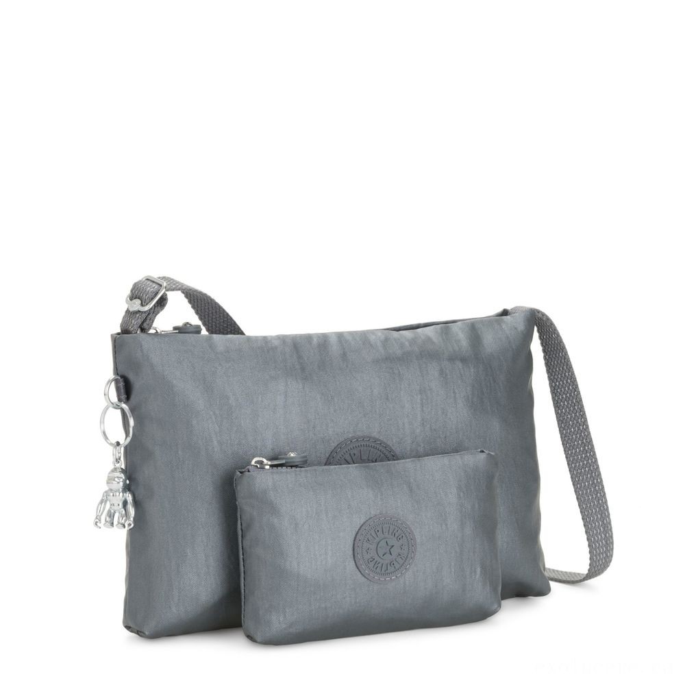 Kipling ATLEZ DUO Small Crossbody along with Matching Pouch Steel Grey Gifting.