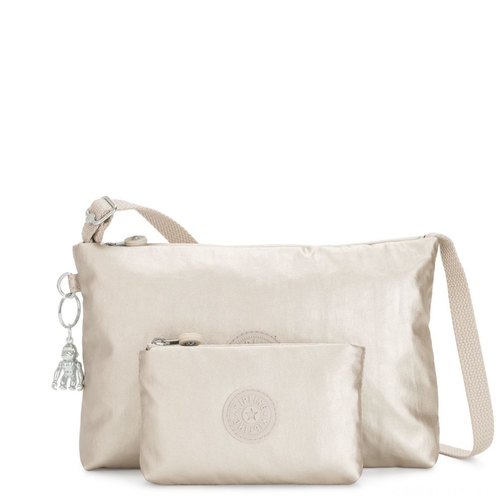 May Flowers Sale - Kipling ATLEZ DUO Small Crossbody with Matching Pouch Cloud Metallic Gifting. - Crazy Deal-O-Rama:£30
