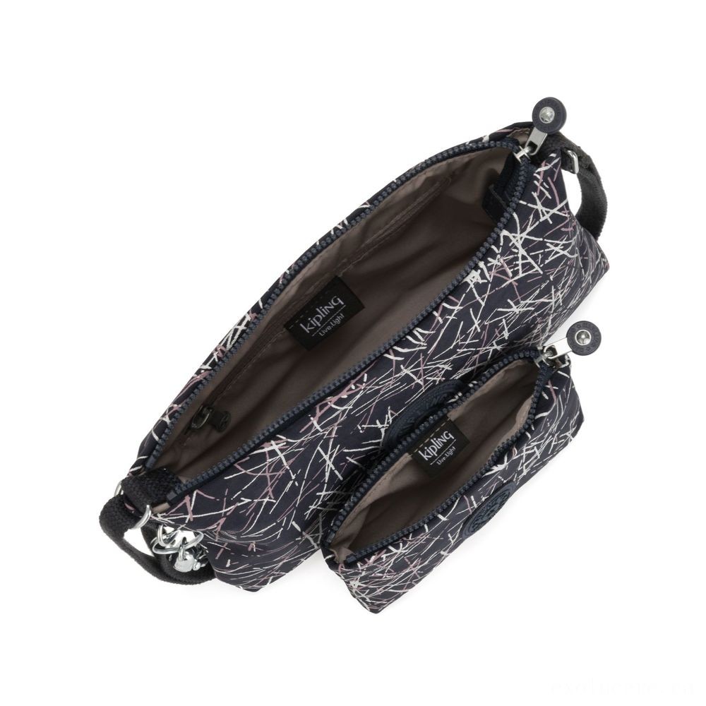 Cyber Monday Sale - Kipling ATLEZ DUO Small Crossbody with Matching Bag Navy Stick Publish Giving. - Frenzy Fest:£31