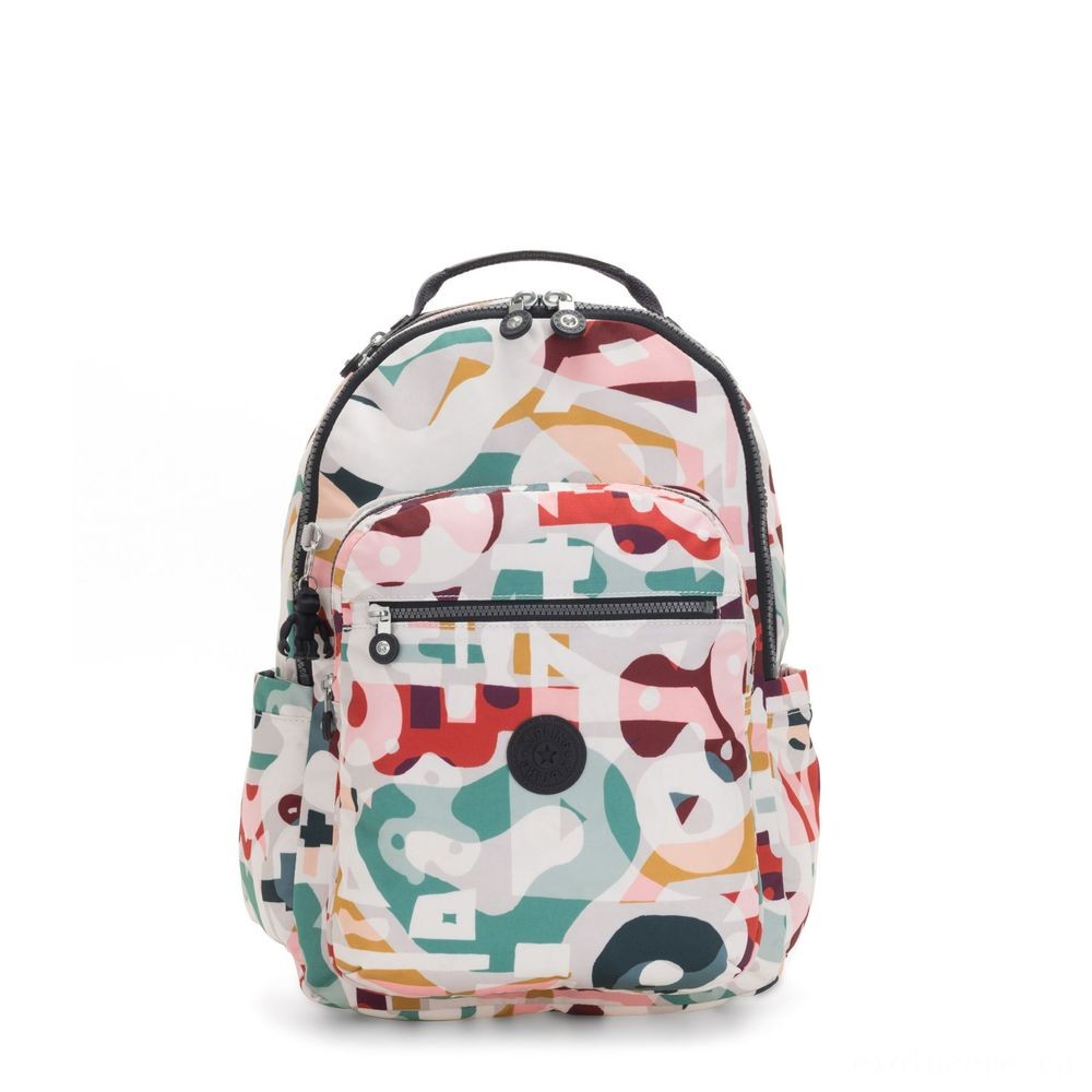Price Match Guarantee - Kipling SEOUL Huge backpack with Laptop computer Protection Music Imprint. - Anniversary Sale-A-Bration:£37