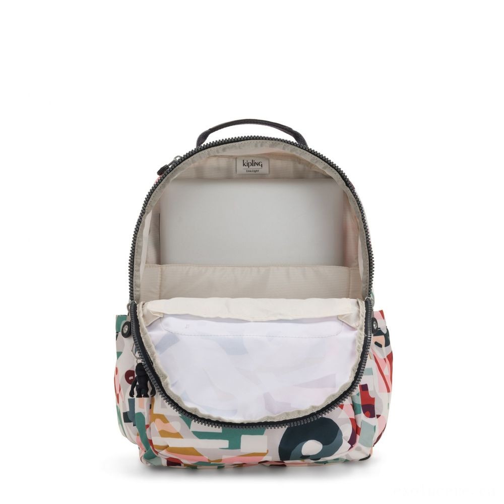 Kipling SEOUL Large backpack with Laptop pc Security Music Print.