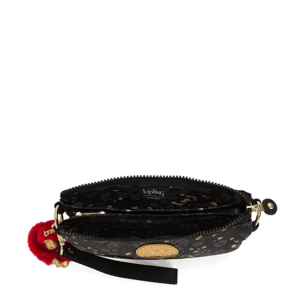 Seasonal Sale - Kipling Imagination XL X Small 2 in 1 Crossbody Convertible in to Pouch Grey Gold Floral. - Online Outlet X-travaganza:£31[cobag5274li]