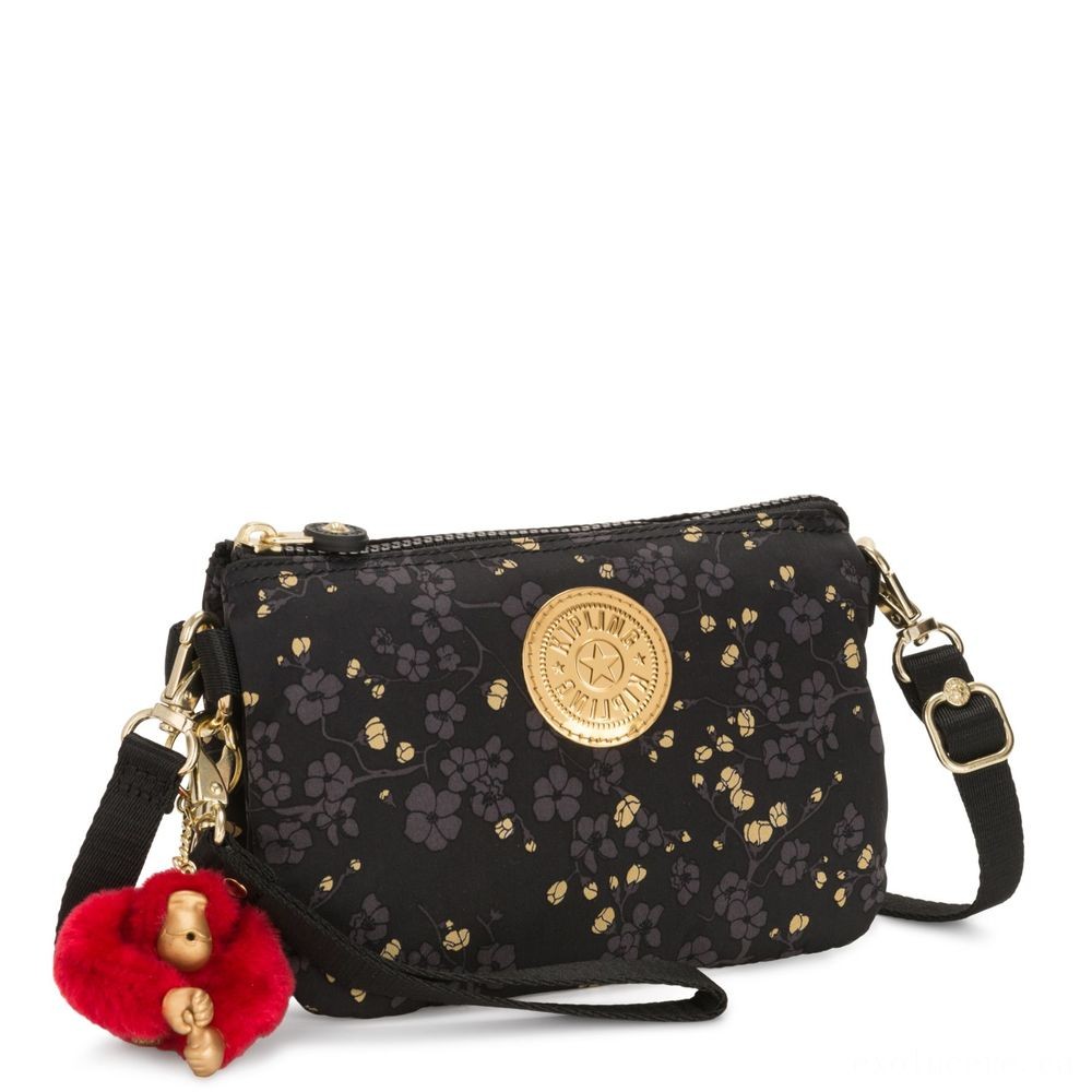 Seasonal Sale - Kipling Imagination XL X Small 2 in 1 Crossbody Convertible in to Pouch Grey Gold Floral. - Online Outlet X-travaganza:£31[cobag5274li]