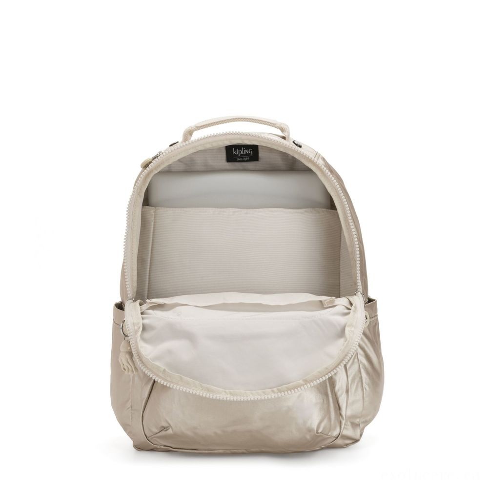 Kipling SEOUL Water Repellent Backpack along with Laptop Pc Compartment Cloud Steel Combo.