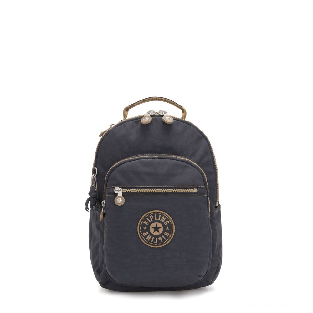 Halloween Sale - Kipling SEOUL S Small Backpack with Tablet Computer Compartment Night Grey Block. - Reduced-Price Powwow:£30