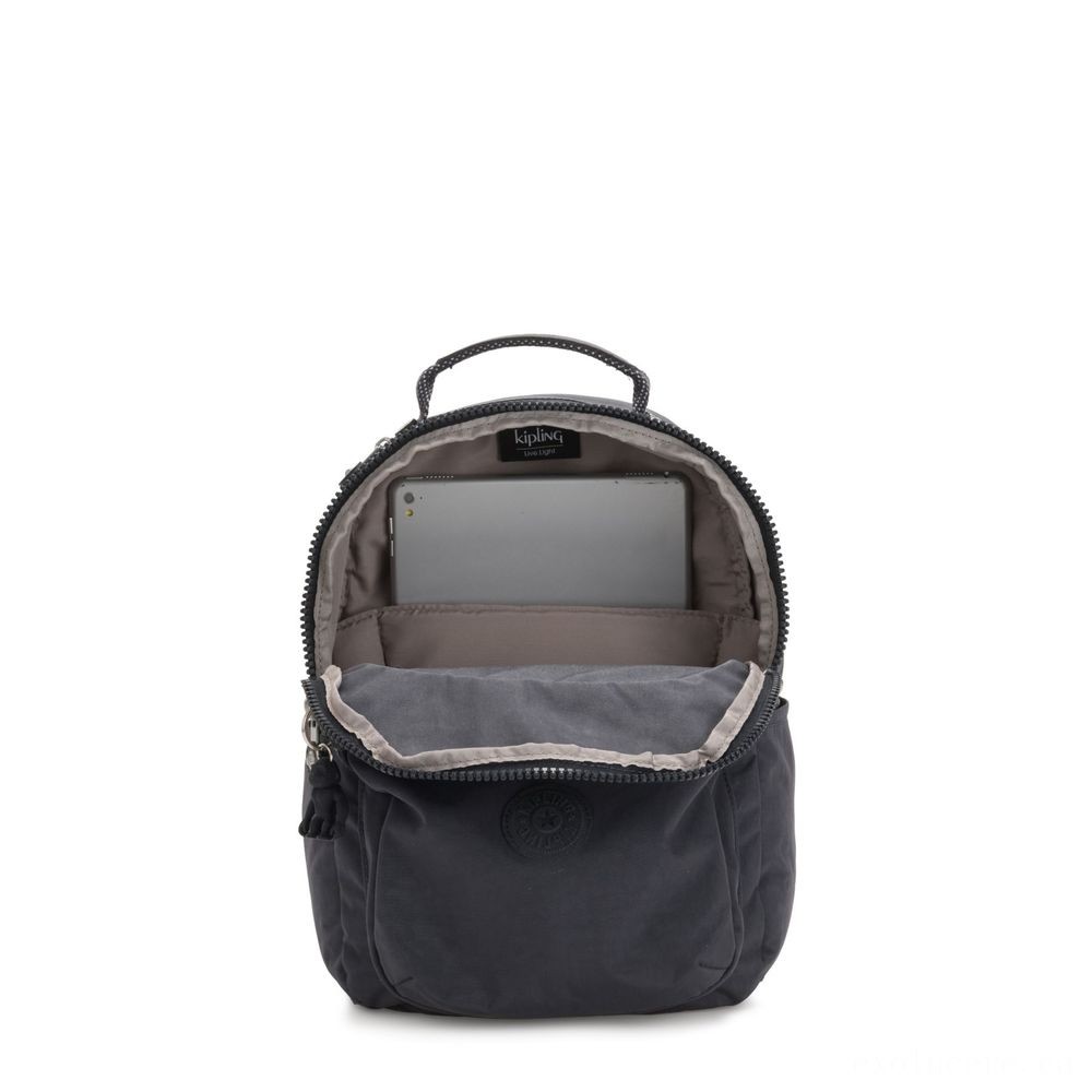 Kipling SEOUL S Little Backpack along with Tablet Chamber Night Grey.