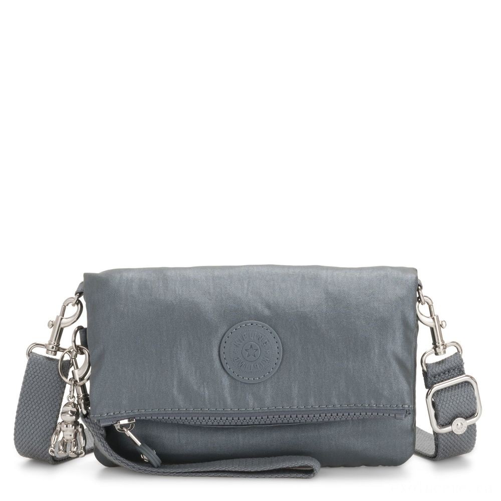 Two for One Sale - Kipling LYNNE Small crossbody Convertible to Bum Bag Steel Grey Metallic. - Galore:£21[labag5290ma]