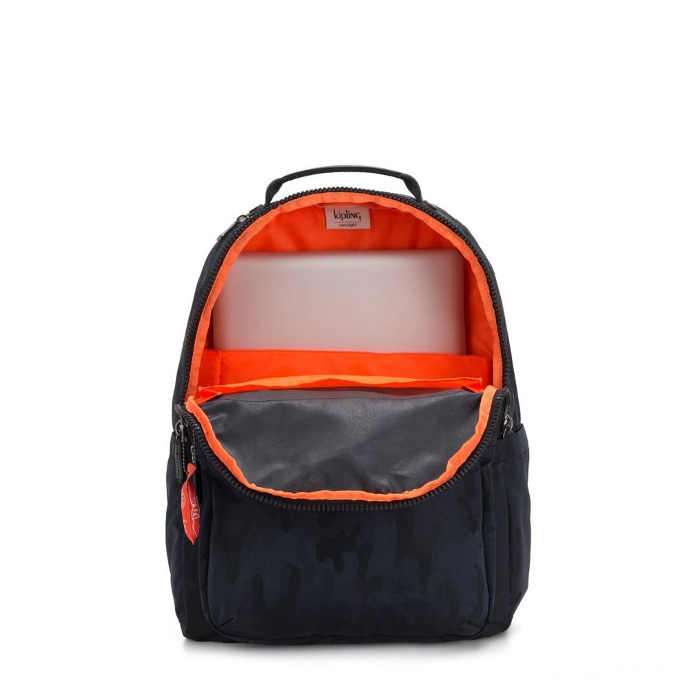 Gift Guide Sale - Kipling SEOUL Huge backpack with Laptop computer Protection Blue Camo. - Hot Buy:£43