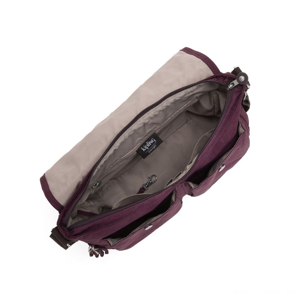 Everything Must Go Sale - Kipling IKIN Tool Carrier Crossbody Bag Sulky Plum - Halloween Half-Price Hootenanny:£32