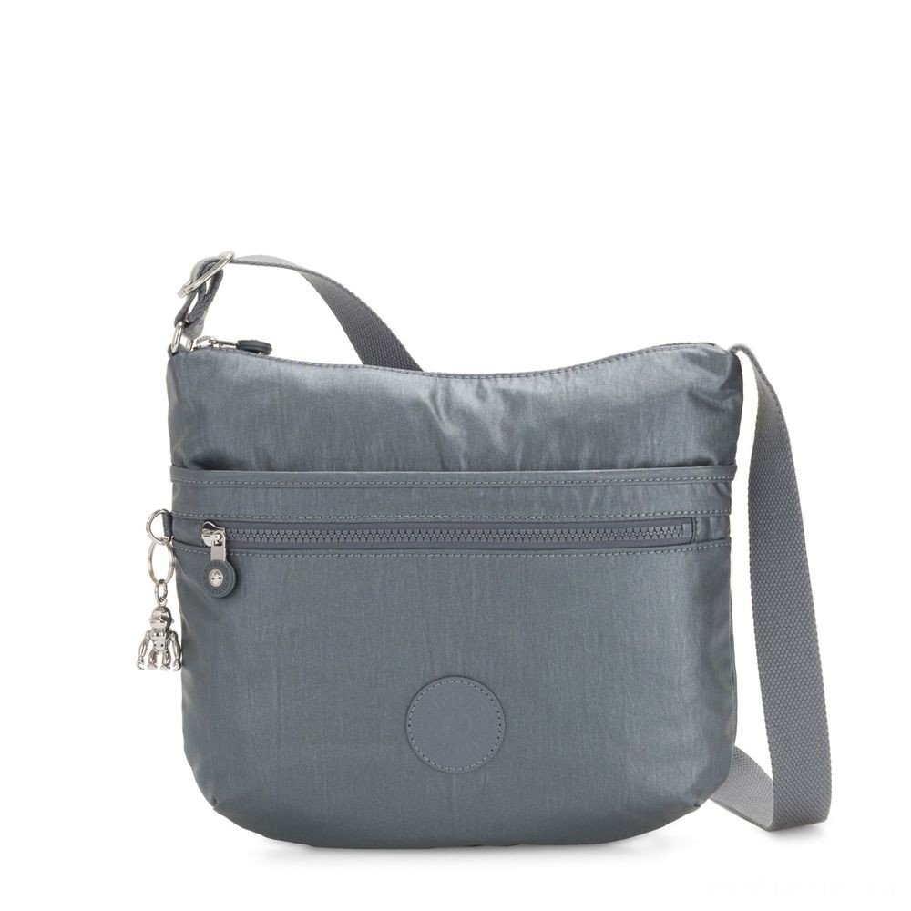 Kipling ARTO Shoulder Bag Around Body Steel Grey Metallic.