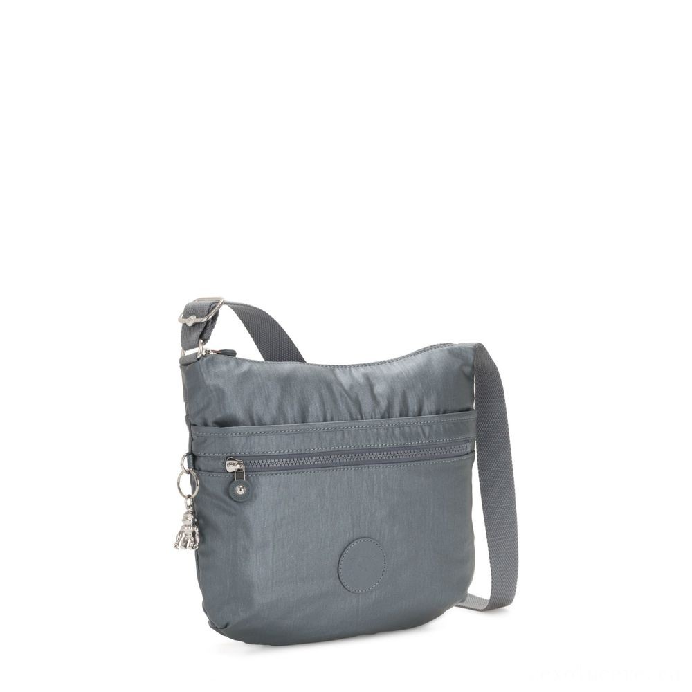 Kipling ARTO Shoulder Bag All Over Body Steel Grey Metallic.