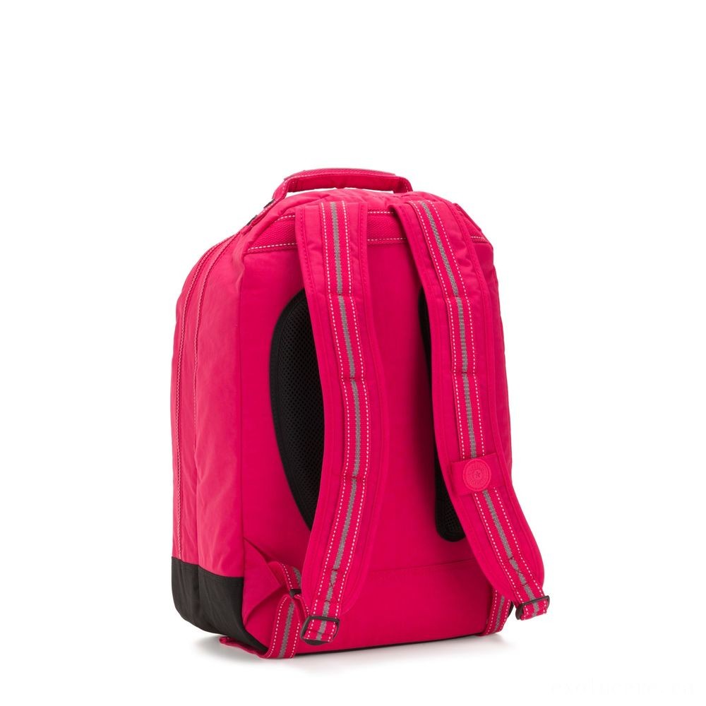 Kipling training class space Sizable backpack with laptop security Real Pink.