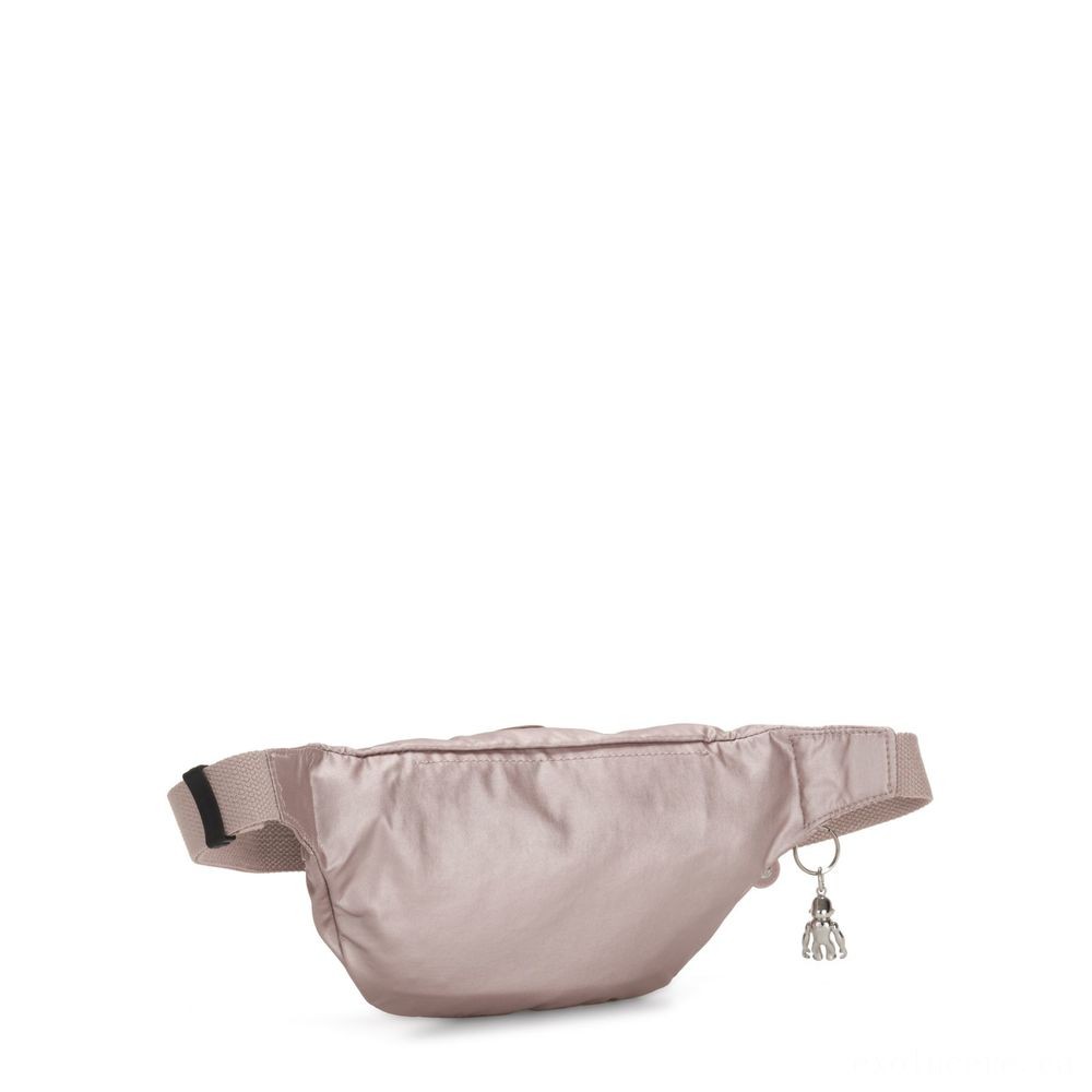 Kipling SARA Channel Bumbag Convertible to Crossbody Bag Metallic Rose.
