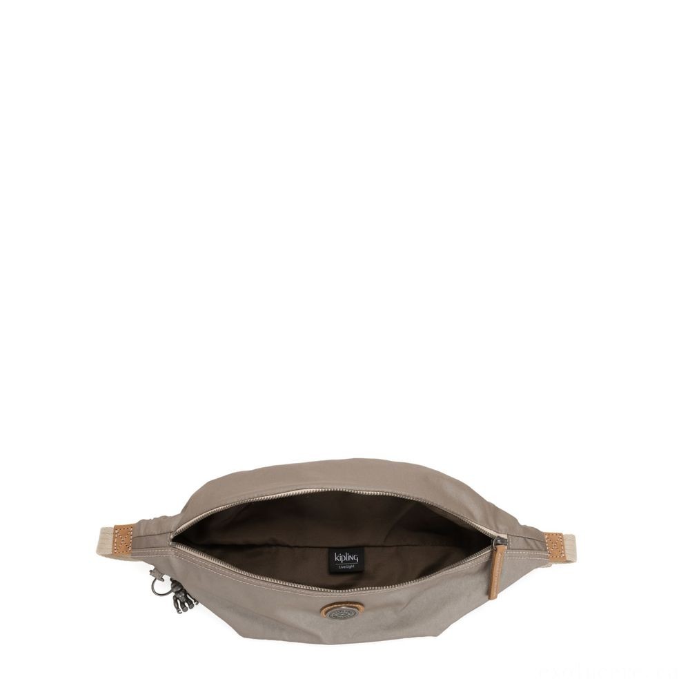 Kipling YOKU Channel Crossbody bag convertible to waistbag Fungus Metal.