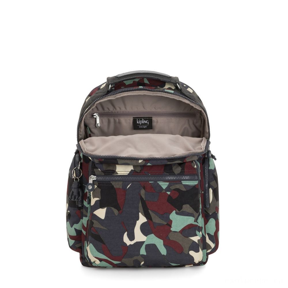 Labor Day Sale - Kipling OSHO Huge backpack with organsiational wallets Camouflage Huge. - Closeout:£58