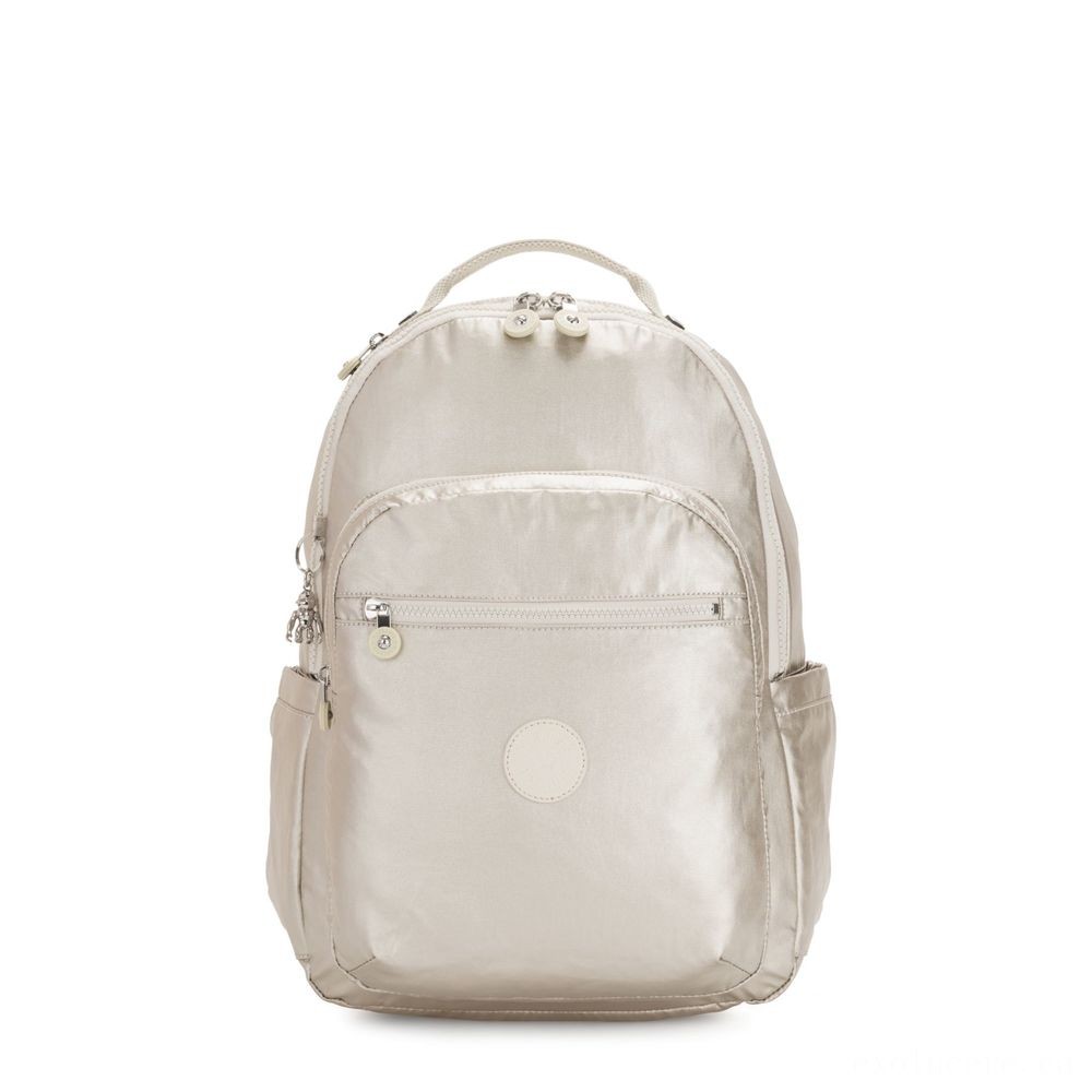 Kipling SEOUL Huge Backpack with Laptop Pc Compartment Cloud Steel.