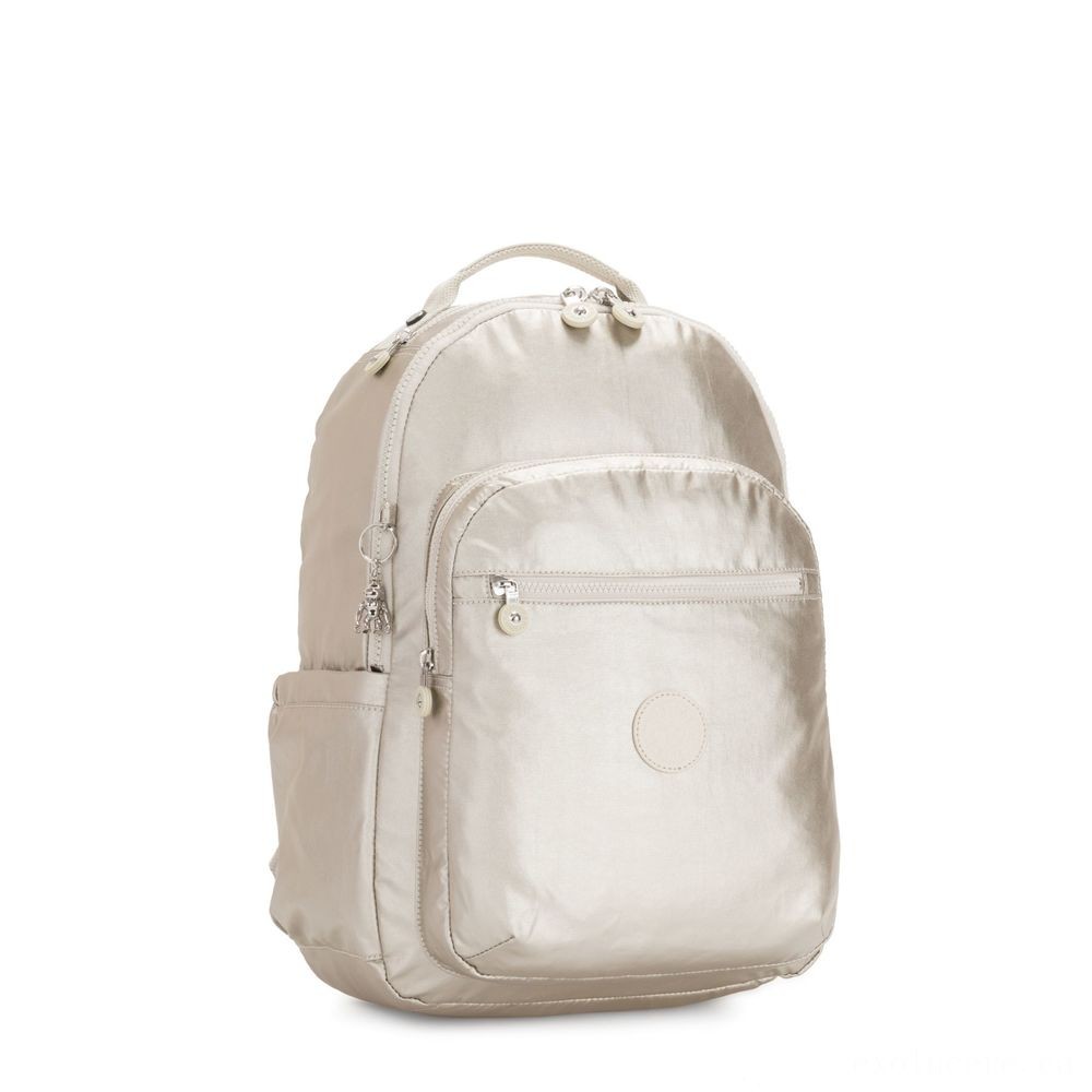 Kipling SEOUL Huge Backpack along with Laptop Chamber Cloud Metallic.