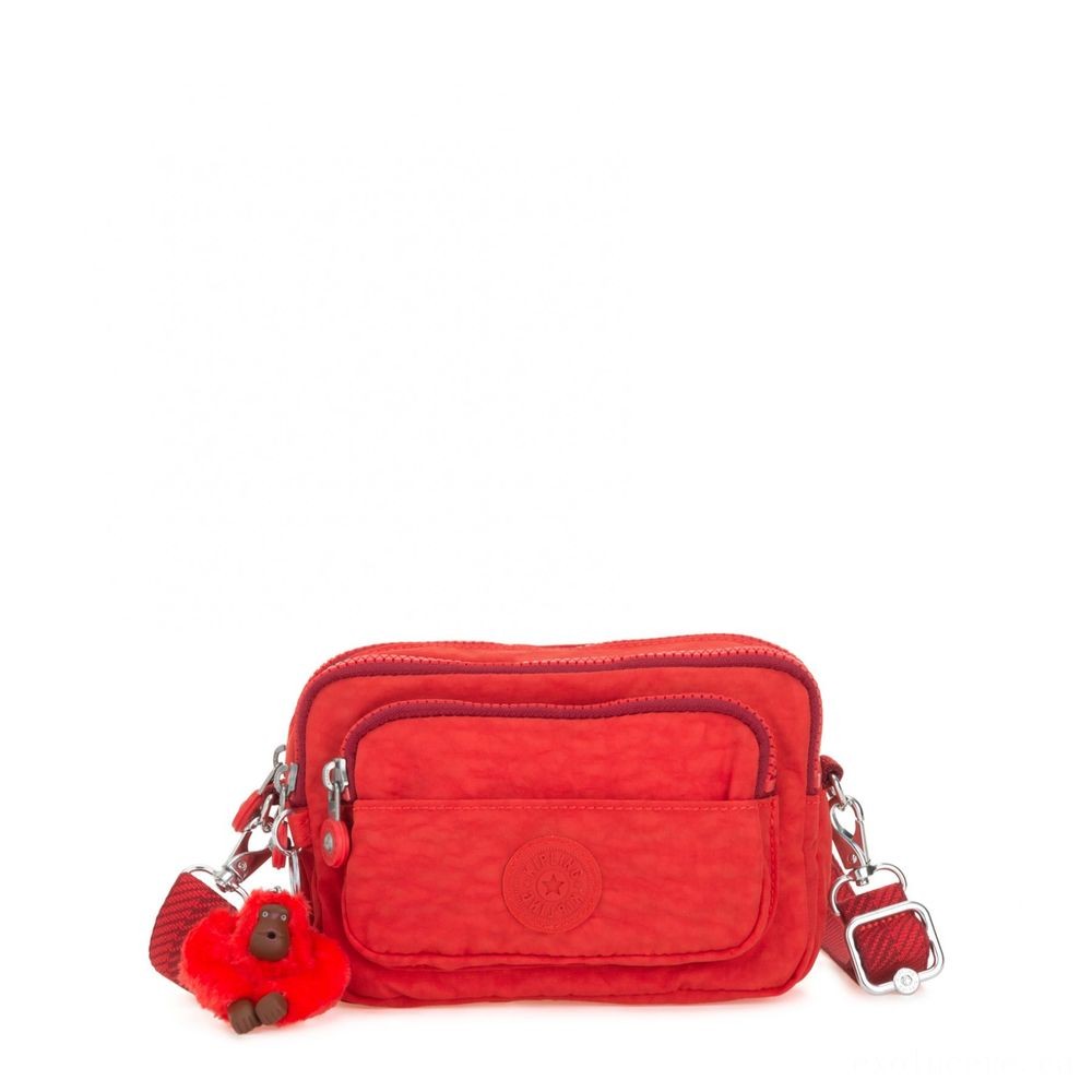 Kipling MULTIPLE Waistline Bag Convertible to Shoulder Bag Energetic Red.