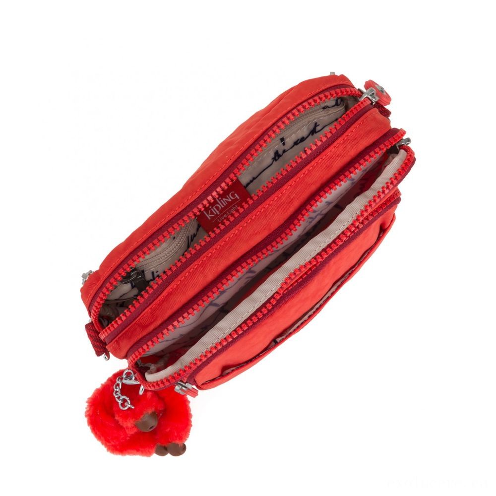 Doorbuster Sale - Kipling MULTIPLE Midsection Bag Convertible towards Shoulder Bag Energetic Red. - Steal-A-Thon:£14