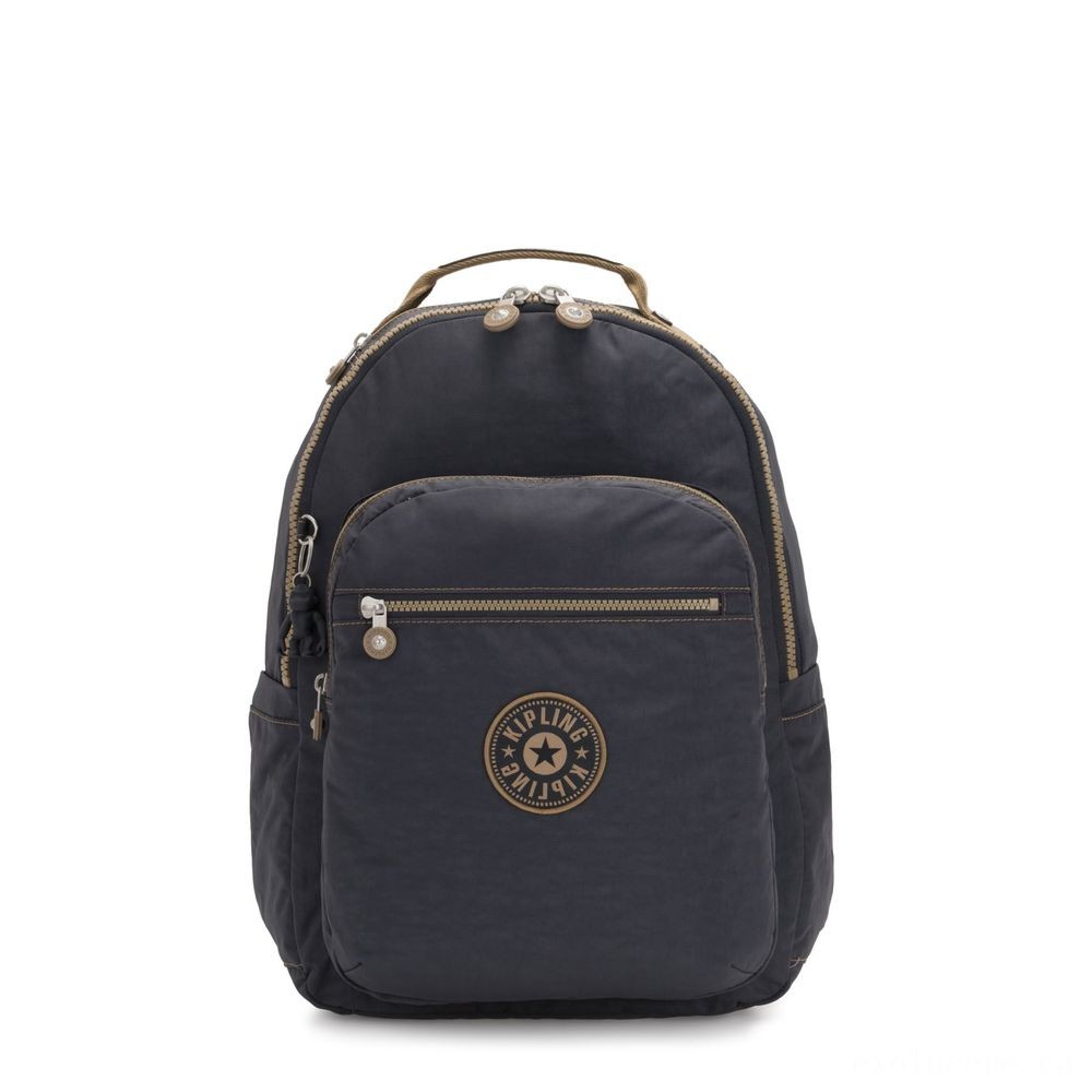 Closeout Sale - Kipling SEOUL Sizable knapsack along with Notebook Protection Night Grey Block. - End-of-Year Extravaganza:£22