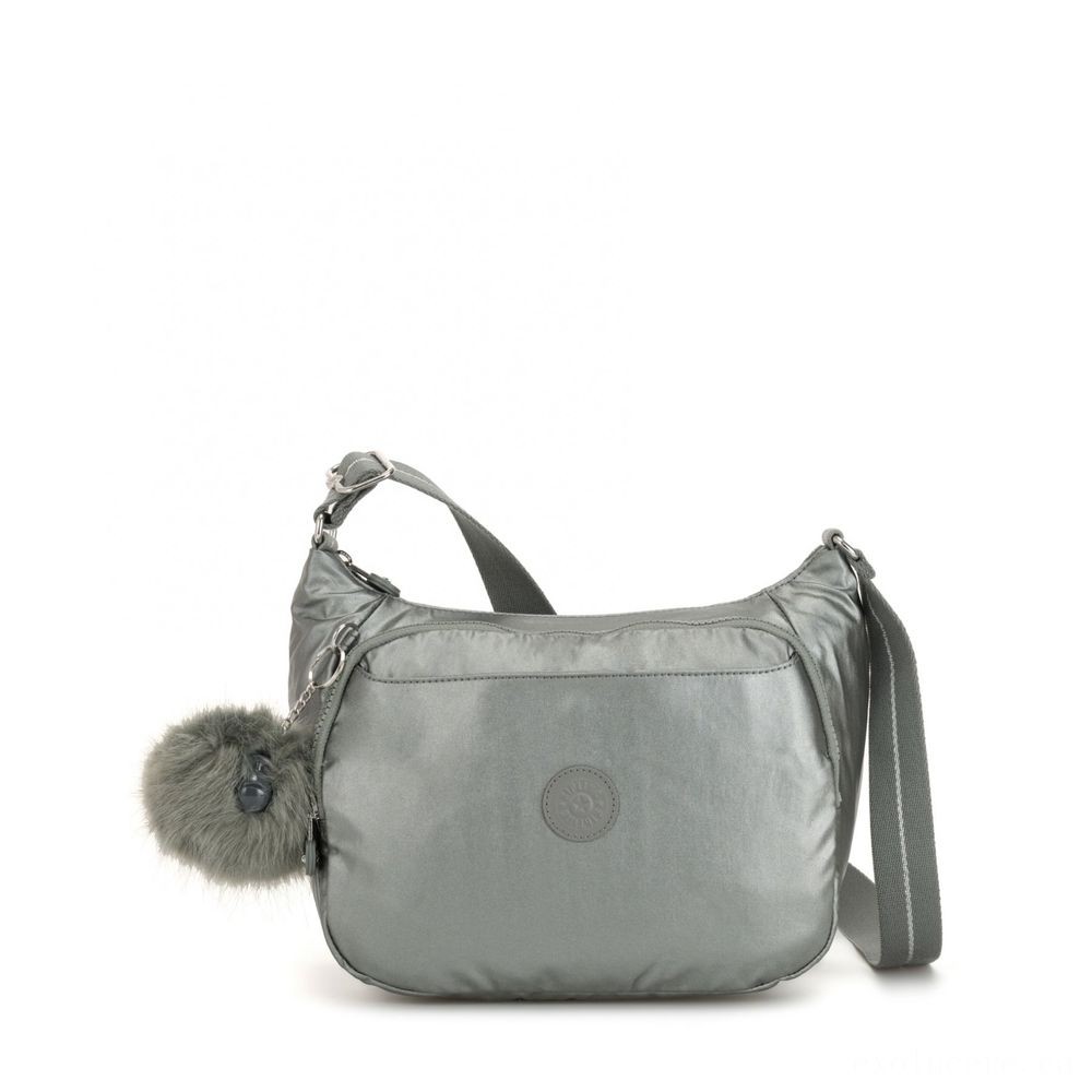 Kipling CAI Handbag with Extendable Strap Metallic Stony.
