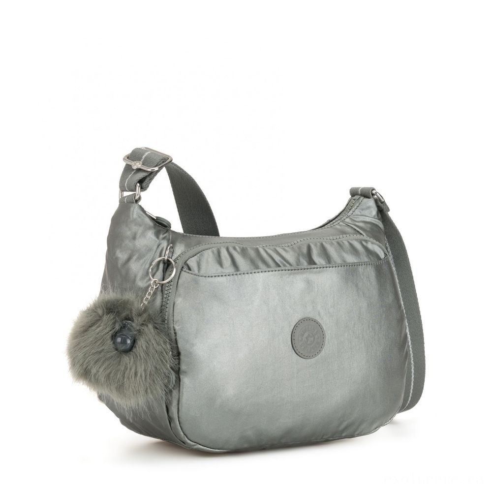 Kipling CAI Handbag along with Extendable Strap Metallic Stony.